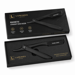 JRL <b>Black</b> Magnetic Luxury Stainless Steel Lightweight High Quality Manual Straight <b>Edge</b> Razor for Professional Barbers Beard - Product Image 6