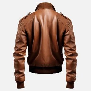Chaqueta de Cuero Genuino para Hombre, Diseño Unisex con Bloques de Color, Cuello Alto, Transpirable, Invierno 2021, Alta Calidad - Product Image 5