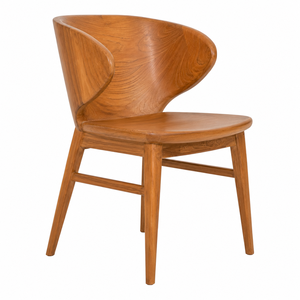 Chaise de salle à manger scandinave moderne en teck massif avec dossier sculpté en forme de coquille |   Imperméable, durable et écologique pour appartements, hôtels et parcs - Product Image 1