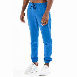 Men's Blue Elastic Waist Sweatpants Casual Knitted <b>Polyester</b> <b>Joggers</b> Drawstring Closure Side Pockets Breathable Spring Wear - Product Image 2