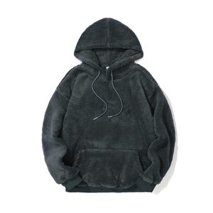 <b>Sherpa</b> Solid Breathable Heavy Weight Oversized Pullover <b>Hoodies</b> for <b>Men</b> Winter Custom Logo Sweatshirts - Product Image 4