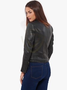 Veste en cuir pour femme avec fermeture éclair sur le devant, respirante, style streetwear, veste en cuir pour femme - Product Image 2