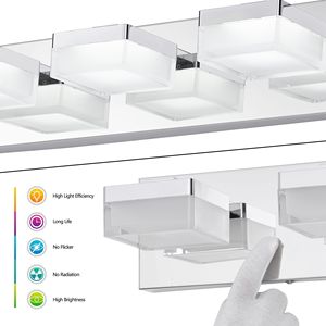Applique murale moderne en chrome à LED pour salle de bain, design élégant et minimaliste, 3 lumières, économe en énergie et facile à installer - Product Image 6