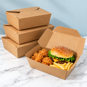 Kraft Paper Takeaway <b>Box</b> with Clear Window Eco Disposable Food <b>Container</b> for Bakery Salad Fruit Meal Prep OEM ODM - Product Image 1