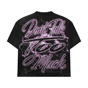 Camiseta de diseñador con doble cuello, bajo sin rematar, oversize, estilo streetwear, desgastada, de algodón grueso, corte boxy y corto - Product Image 2