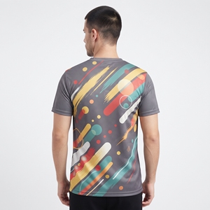 เสื้อยืดออกกำลังกายผู้ชาย พิมพ์ลายกราฟิกตามสั่ง ผ้าคอตตอนผสมโพลีเอสเตอร์ พิมพ์ลายแบบซับลิเมชั่นเต็มตัว หลากสี เสื้อกีฬา คอกลม - Product Image 6