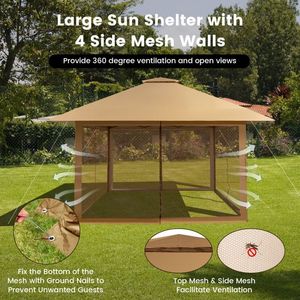 Gazebo Istantaneo Pop-up 13 x 13 Piedi con Pareti Laterali in Rete, Pratico Gazebo Pergola Istantaneo - Product Image 2