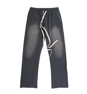 Acid Wash Flared Tracksuits Distressed Sweatsuit Hoodies and <b>Sweatpants</b> Sets Zip up 500 GSM Straight Leg Jogging Suit - Product Image 6