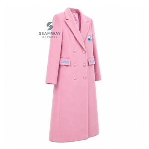 Abrigo largo cruzado para mujer Jack And Jill Of America con solapa con muescas, manga larga, corte entallado y bordado, ropa exterior formal - Product Image 2