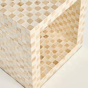 Natural White Capiz <b>Table</b> Minimalist <b>Square</b> Checkerboard Accent <b>Side</b> <b>Table</b> For Home And Hotel Interior Decoration Premium - Product Image 2