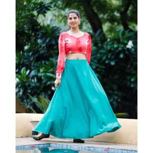 Top Corto Casual Estampado de Chifón Color Durazno con Cuello en V y Manga Larga, con Falda de Tela Transpirable de Secado Rápido, Primavera/Verano, Talla XS - Product Image 4