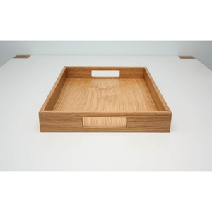 Bandeja de madera ecológica con incrustaciones de cuero premium, hecha a mano, diseño nórdico minimalista, para decoración de hogar de lujo. - Product Image 4