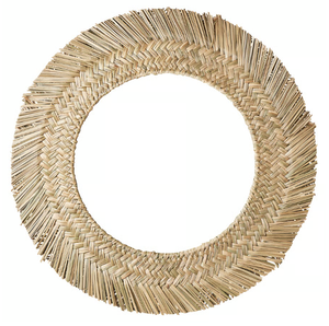 Vietnam Modern Rattan Floral Round <b>Mirror</b> Handmade Wall Decor - Product Image 1