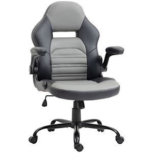 Swivel Racing Computer Desk Chair Revolving Adjustable Height <b>Footrest</b> for Home Office Gaming Flip-Up Armrest Wheels Mesh - Product Image 1
