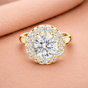 Bague de fiançailles de luxe en or 14K jaune, blanc et rose, avec diamant de laboratoire taille émeraude et halo, certifiée IGI, pour mariée, bague de promesse, haute joaillerie - Product Image 1