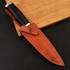 Couteau de chasse à lame fixe en acier 3cr13, manche en micarta, étui en cuir vertical, couteau utilitaire de camping et de bushcraft à lame pleine, OEM - Product Image 5