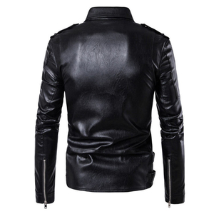 <b>Men's</b> Genuine Leather Streetwear <b>Jacket</b> with Zipper Closure <b>Sherpa</b> Lining Fur Trim Windproof & Breathable Winter Design - Product Image 3