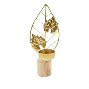 Skies Trader Gold Wood Square Butterfly Flower Candle Holder Luxury Votive Tealight Stand Birthday <b>Christmas</b> Wedding Tabletop - Product Image 3