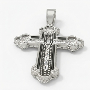 Pendentif Croix en Platine PT950 avec Diamants Ronds et Baguette 2,68 carats, Bijou Hip Hop Iced Out, Collier Religieux en Platine Massif 11g - Product Image 4