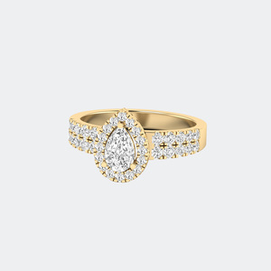 แหวนเพชรทรงลูกแพร์ 1.15 กะรัต - ดีไซน์ฮาโลแบบประดับเพชรสองชั้น - Product Image 4