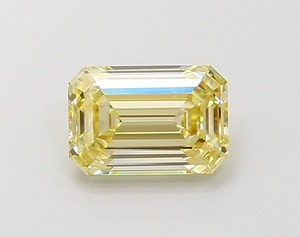 Diamant synthétique cultivé en laboratoire certifié IGI, 1,27 ct, jaune clair fantaisie, taille émeraude, CVD VVS2 EX Poli, vente en gros, diamant synthétique non monté - Product Image 1
