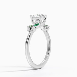 BOJ <b>Ring</b> 017 Cushion Cut <b>925</b> <b>Silver</b> Arden Lab Diamond <b>Ring</b> with Lab Emerald Accents 2ct D Color VVS1 Moissanite GRA Certified - Product Image 2