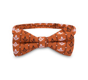 Nœud Papillon Personnalisé Maître Maçon Loge Bleue - Motif Orange Tissé avec Compas et Équerre pour Hommes - Product Image 1