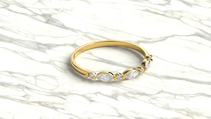 Vintage 18K Gold Round And Marquise Cut Diamond <b>Ring</b> Band <b>Stacking</b> Band <b>Ring</b> Anniversary Gift Fine Jewelry for Women - Product Image 3