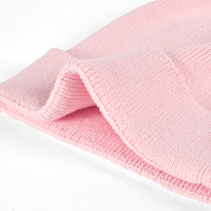 Bonnet bébé rose avec pompon, bonnet d'hiver en tricot doux, couleur unie, style mignon pour les bébés filles - Product Image 3
