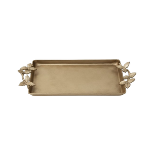 Antique Design Aluminum Gold Finished <b>Tray</b> for Serving Platter with Strong Grip Handles And Shiny for Dining Table and Kitchen - Product Image 1