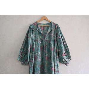 Vestido de Verano Boho de Algodón con Estampado a Mano para Mujer, Tela Natural Ligera, Transpirable y Lavable, Vestido Informal para el Día a Día - Product Image 4