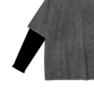 Camiseta de Moda Urbana para Hombre, Estilo Casual, de Algodón Premium, con Doble Manga Larga y Lavado Ácido Desgastado - Product Image 3