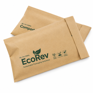 EcoRev Recyclable Luxury Kraft Paper Mailer <b>Bag</b> Standard Flat Biodegradable Self Adhesive Seal Plant Based <b>Compostable</b> Earth - Product Image 6