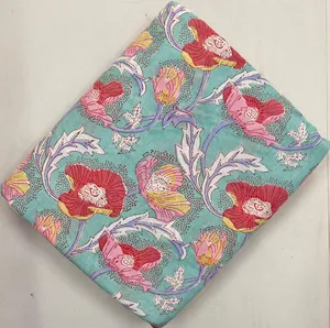 Robe midi en coton bleu clair de qualité supérieure, à imprimé floral, avec manches bouffantes, coupe ample, col en V, robe d'été décontractée - Product Image 3
