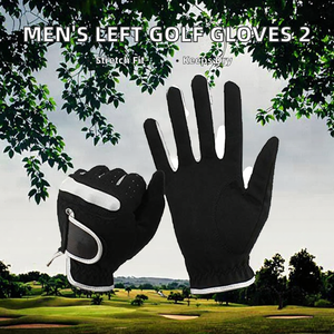 Left Hand Golf Gloves <b>Black</b> | Breathable Fabric | <b>Button</b> Closure | OEM Wholesale Golf Gloves - Product Image 3