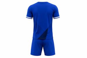 Conjunto de Camiseta de Fútbol Unisex Azul Sólido Sublimado de Manga Corta con Cuello en V, Transpirable, de Poliéster, Ajuste Atlético, Personalizable - Product Image 3
