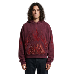 Sudadera con capucha de forro polar grueso, con paneles múltiples, corte y costura combinados, cómoda, con bloques de color, parches en contraste y lavado ácido. - Product Image 5