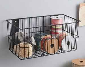 <b>Wall</b> Mounted Metal <b>Wire</b> <b>Storage</b> Basket Rectangle Modern Design Hanging Multi Purpose Organizing <b>Rack</b> Stylish Home Accent - Product Image 6