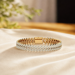Handcrafted Moissanite Link <b>Bracelet</b> 14K Plated Rose Gold Round Diamond Wedding Statement <b>Bracelet</b> for Men's - Product Image 3