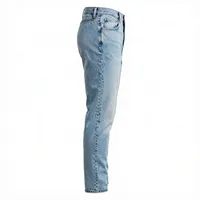 AMKOOR ENTERPRISES Celana Denim Biru Pria Regular Fit Panjang Penuh Kasual Bernapas Berat Sedang Gaya Musim Panas Stonewashed 70%
