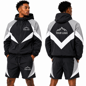 Conjunto de Chaqueta y Pantalones Cortavientos con Capucha Personalizados para Hombre, Resistentes al Agua, para Primavera, Venta al Por Mayor, Ropa Deportiva para Exteriores, Suministro de Fábrica - Product Image 6