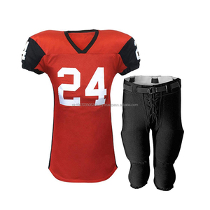 Ensemble de maillots de football américain personnalisés pour hommes, rouge et noir, en mesh sublimé, respirant et anti-transpiration, pour les équipes. - Product Image 1