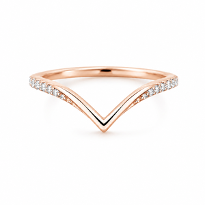 Bague de fiançailles en or rose plaqué or, diamant rond brillant, forme en V, moissanite, pour femme - Product Image 3