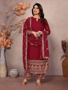 Stylish Breathable Pakistani Modest Dress in off White Color with Fork Style Chiffon Suit and Dupatta 74198 Ready to Wear - Product Image 1