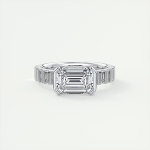 <b>Emerald</b> Cut Lab Grown Diamond <b>Ring</b> 2.07CT 925 <b>Silver</b> Half Bezel 3MM Band Elegant Minimal Statement Daily Jewelry - Product Image 1