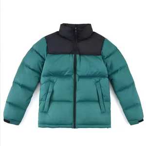 Blouson matelassé d'hiver pour homme, coupe-vent, respirant, à capuche, color block, col montant, fermeture éclair frontale, décontracté, en polyester rembourré, coupe régulière - Product Image 1