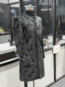 Premium Black <b>Velvet</b> Sherwani Long <b>Jacket</b> Bandhgala Wedding Party Groom Wear Private Label Manufacturer Ethnic Outfit OEM ODM - Product Image 5