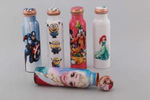 1-Litre Pure Copper <b>Water</b> <b>Bottle</b> Eco-Friendly Ayurvedic Health Flask Printed Leakproof Indian Bulk Products - Product Image 6