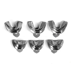 Plateaux d'empreinte dentaire manuels en acier inoxydable 2026 pour dents supérieures et inférieures, supports et coupelles d'empreinte pour la fabrication de prothèses dentaires sur mesure - Product Image 5