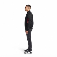 Blouson bomber noir délavé pour homme - Cuir d'agneau, lavage vintage, patch personnalisé, streetwear